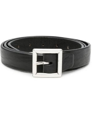 Eraldo Square-Buckle Leather Belt - Black
