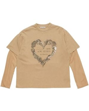 Acne Studios Layered Print T-Shirt - Natural