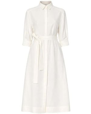 P.A.R.O.S.H. Belted Button-Fastening Midi Dress - White