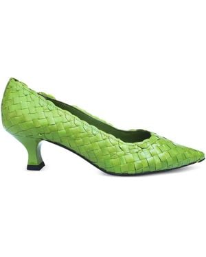 LA ROSE Carol Woven Court Shoes - Green