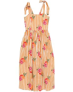 ELLEBLUE Vestido Midi Olivia A Rayas - Blanco