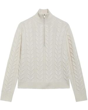Max Mara Cable-Knit Quarter-Zip Jumper - White