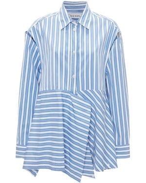 JW Anderson Peplum Drape Striped Shirt, Brand Size 10 (Us - Blue