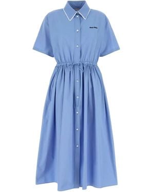 Miu Miu Poplin Shirt Dress - Blue
