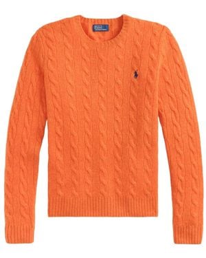 Polo Ralph Lauren Pony-Embroidered Cable-Knit Sweater - Orange