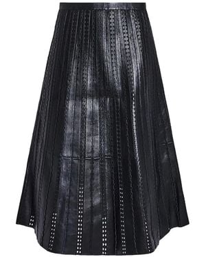 Yves Salomon Perforated Midi Skirt - Blue