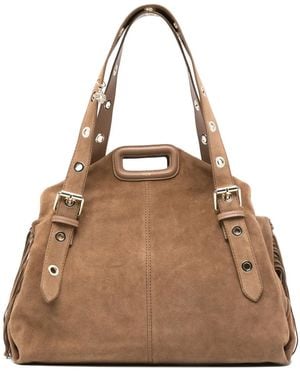 Maje Miss M suede fringe shoulder bag - Marrón