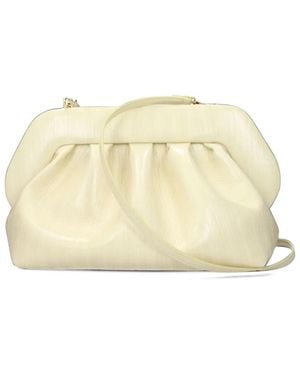 THEMOIRÈ Bios Ruched Leather Clutch Bag - Natural