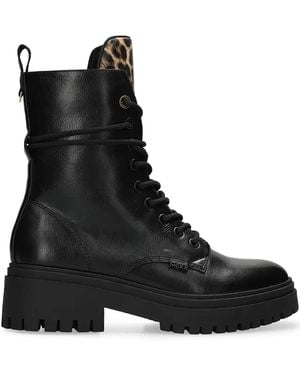 Mexx Botas Con Cordones Y Panel De Leopardo - Negro