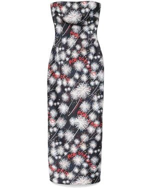 ALESSANDRO ENRIQUEZ Fireworks-Print Midi Dress - Black