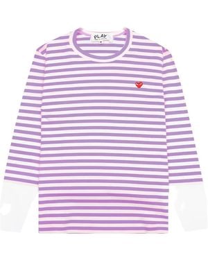 COMME DES GARÇONS PLAY Striped Logo-patch T-shirt - ピンク