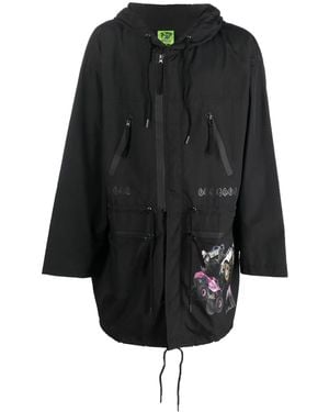 Garbage TV Graphic-Print Raincoat - Black