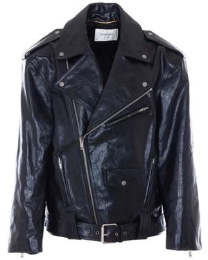 Saint Laurent Belted Biker Jacket - Blue
