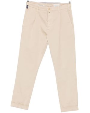 Jacob Cohen Henry Pleated Turn-Up Trousers - Natural