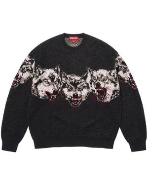 Supreme Wolves Intarsia-Knit Sweater - Black