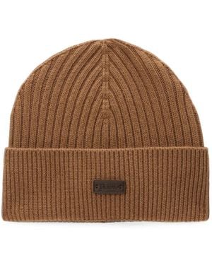 Herno Ribbed-Knit Beanie Hat - Brown