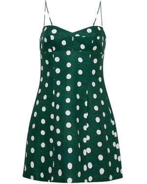 Cara Cara Cherry Polka-Dot Mini Dress - Green