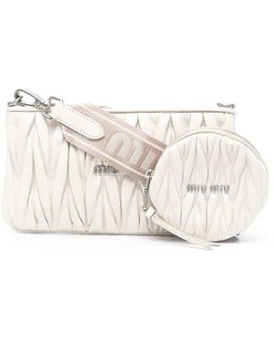 Miu Miu Clutch Aus Matelassé-Leder - Weiß