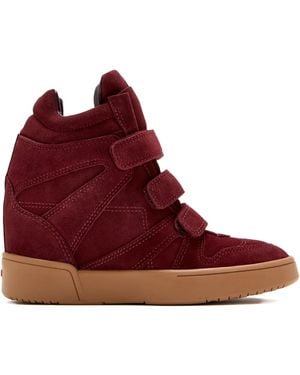 SCHUTZ SHOES Suede Wedge Trainers - Red