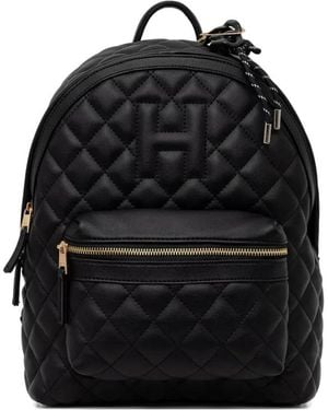 Silvian Heach Quilted Logo-Embossed Backpack - Black