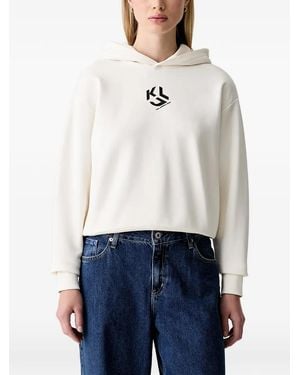 KARL LAGERFELD Logo-Print Hoodie - White