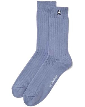 Undercover Ribbed-Knit Logo-Embroidered Socks - Blue