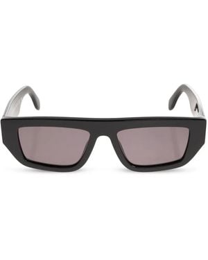 Palm Angels Logo-Plaque Rectangle-Frame Sunglasses - Grey