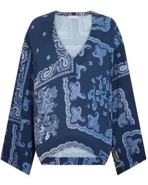 The Attico Blusa Con Estampado De Cachemira - Azul