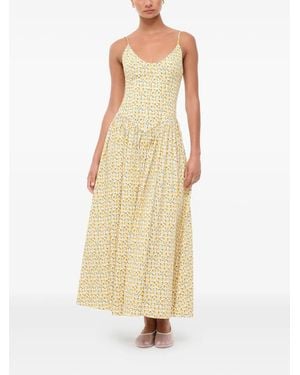 STAUD Dena Floral-Print Midi Dress - Metallic