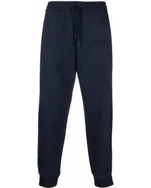 Giorgio Armani Ribbed Side-Stripe Trousers - Blue