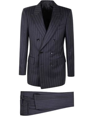 Tom Ford ストライプ スーツ - ブルー