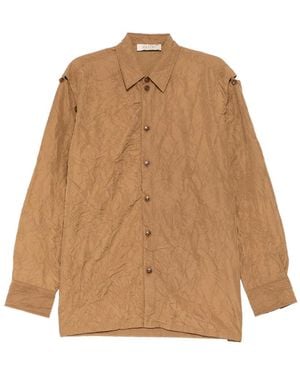 Qasimi Removable-Sleeve Crinkled-Effect Shirt - Natural
