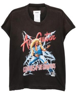 Doublet Graphic-Print Cap-Sleeve T-Shirt - Black