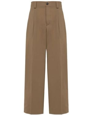 Laneus Button-Fastening Flap-Pocket Trousers - Natural