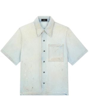 Amiri Crystals Os Denim Shirt - Grey
