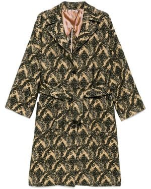 Etro Jacquard Belted Coat - Yellow