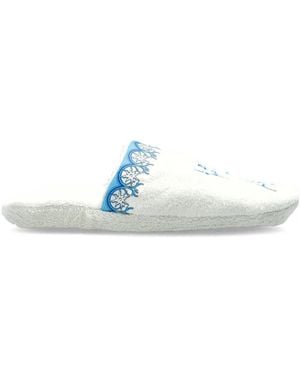 Versace Embroidered Slippers - White