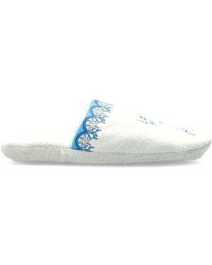 Versace Embroidered Slippers - White