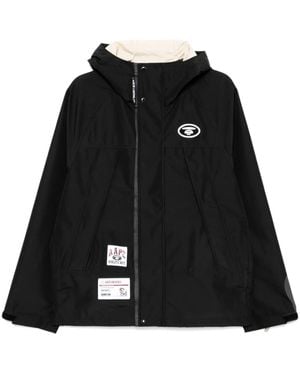 Aape By A Bathing Ape Logo Hooded Windbreaker Jacket - Black