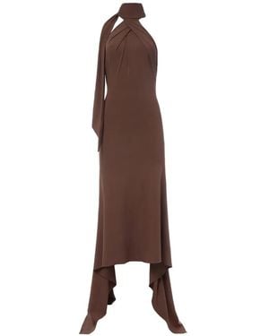 Monse Twist-Front Asymmetric Midi Dress - Brown