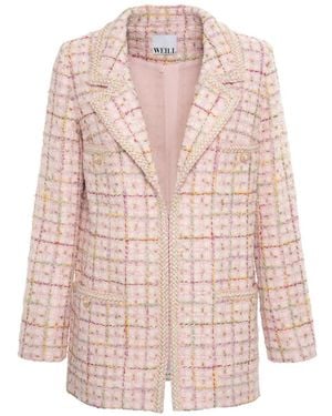 WEILL PARIS Tweed Braided-Trim Blazer - Pink