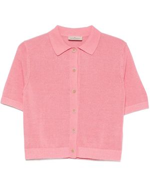 Bruno Manetti Short-Sleeve Button-Up Cardigan - Pink
