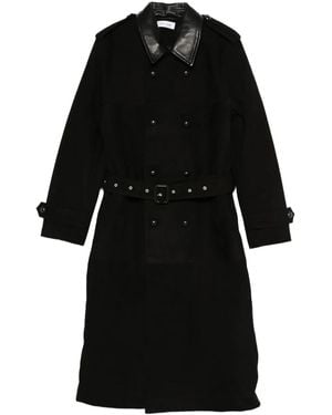 Ernest W. Baker Leather-Collared Belted Coat - Black