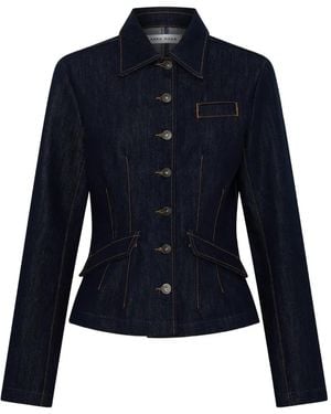 Anna Quan Hepworth Contrast-Stitch Denim Jacket - Blue