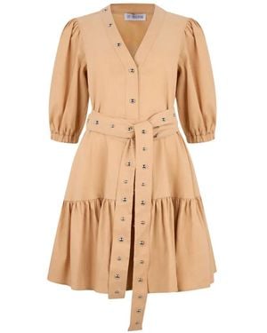 LES FILLES D'EVA Stud-Detail Tiered Dress - Natural