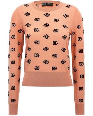 Dolce & Gabbana Wool-Silk Logo Jumper - Pink