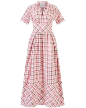 Rosie Assoulin Checked Pleated Dress - Pink