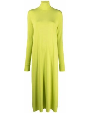 Raf Simons Vestido Midi Con Cuello Alto - Amarillo