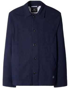 Paul Smith Buttoned Textured Shirt Jacket - Blue