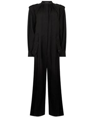 Alberta Ferretti Button-Up Gathered Jumpsuit - Black